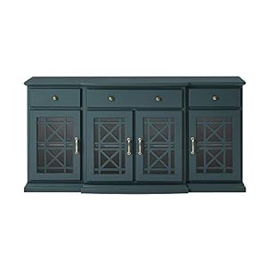 Walker Edison Modern Wood Glass Door Buffet Sideboard Living Room-Entryway Serving Storage Cabinet Doors-Dining Room Console, 60 Inch, Dark Teal Walker Edison Modern Wood Glass Door Buffet Sideboard Living Room Entryway Serving Storage Cabinet Doors Dining Room Console 60 Inch Dark Teal