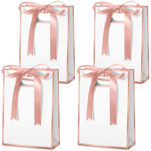 Kolldenn 30 Pack Rose Gold Gift Bags with Handles, 10.2 x 7.1 x 3.2 Inch