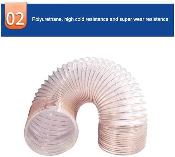 フレキシブルPU掃除機ホース - 200cm x 45mm、厚さ0.63mm、家庭や作業場用の耐久性のある集塵機アクセサリー、効率的