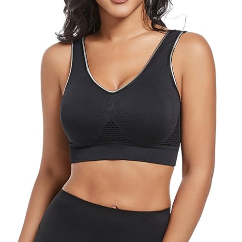 Soutien-gorge grande taille XL anti douleur sans armature noir avec dentelle chic