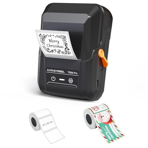 SUPVAN Label Maker T50M Pro with 1 Roll 1.96” × 3.14” (50mm × 80mm) Labels & 1 Roll 1.57'' × 1.18'' (40mm × 30mm) White Label