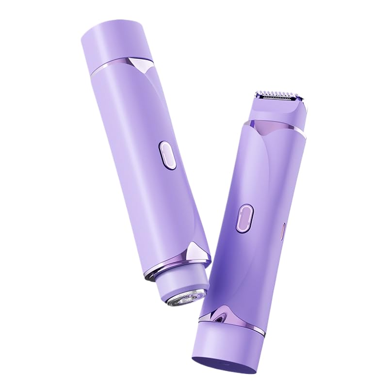 Bikini Trimmer for Women Dual Head, Portable Flawless Facial Hair Remover,Waterproof &amp; Painless Electric Razors Epilator for Lips, Chin, Armpit, Peach Fuzz, Fingers, Neck, Cheek (Purple)