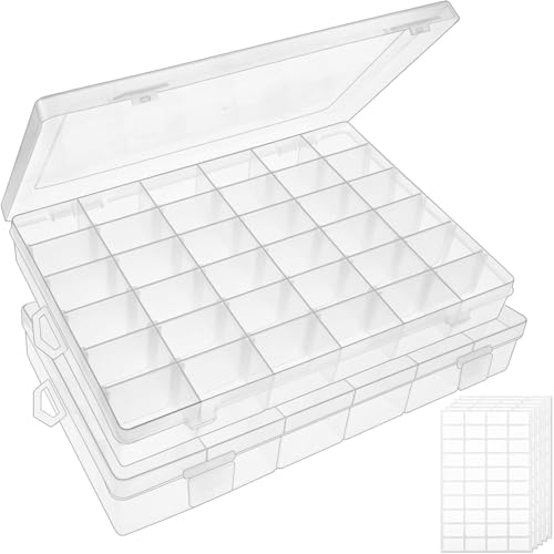 Consejos para Comprar Cajas y organizadores de joyas al mejor precio. 41 Timotech Paquete de 2 Cajas Organizadoras de Plástico, Transparente de 36 Compartimentos Ajustables,Organizadores para Cuentas, Aretes, Tornillos y Manualidades