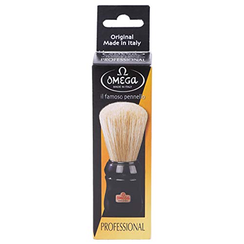Omega Shaving Brush #10290 Pure Boar Bristles Black