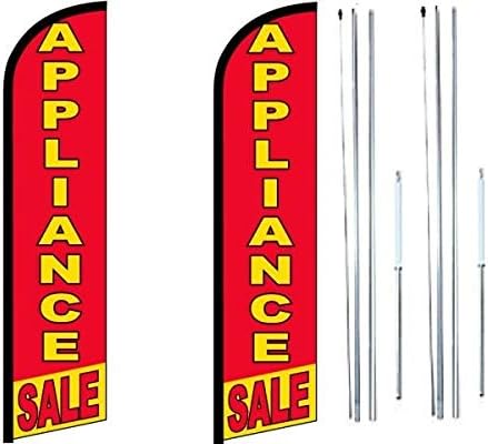 OnPoint Wares Appliance King Flag Sign Pack of 2 | 3 ft x 11.5 ft Advertising Appliance Flags for Business | Weatherproof Polyester Outdoor Flags | Durable Business Promotion Flags (Complete Hybrid Pole Set)