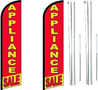 OnPoint Wares Appliance King Flag Sign Pack of 2 | 3 ft x 11.5 ft Advertising Appliance Flags for Business | Weatherproof Polyester Outdoor Flags | Durable Business Promotion Flags (Complete Hybrid Pole Set)