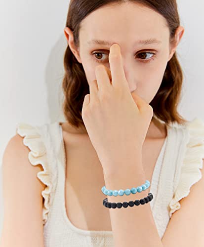 Samoco 12Pcs 4Mm 6Mm 8Mm Gemstones Bracelets For Women Men Semi Precious Healing Crystal Stone Stretch Round Beaded Bracelet Handmade Energy Bracelets Adjustable(8Mm) #TOP2