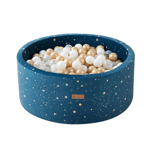 Dodozen Soft Ball Pit 100X40cm/200 Balls ∅ 7Cm Round Foam Ball Pit for Babies and Toddlers Removable Cover Crush-Proof Playballs - Night Sky:White/Transparent/Golden