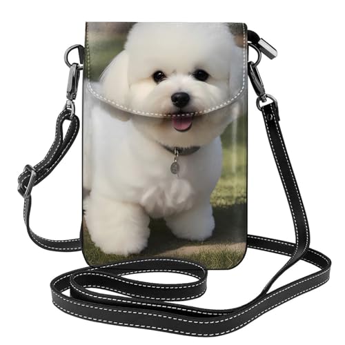 Pochette téléphone Bichon Frisé en cuir pour sorties et balades citadines