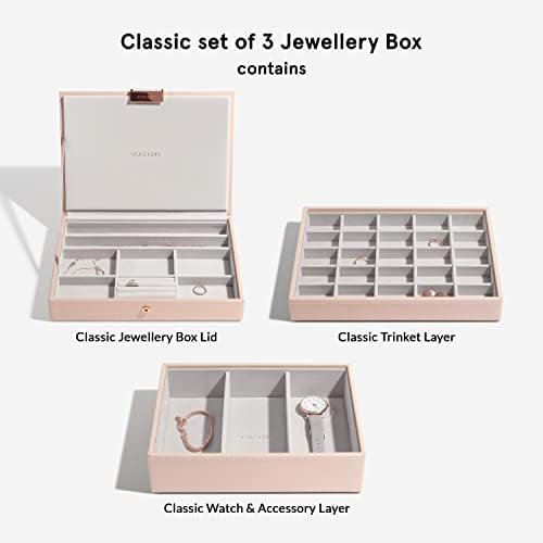Stackers Blush Pink Classic Medium Jewellery Box, Set of 3
