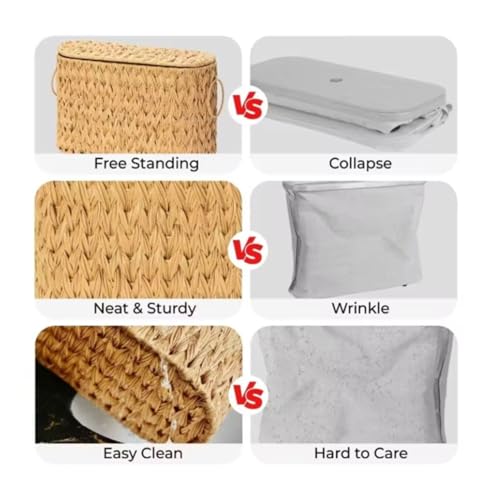 Aundhegrtt Grand Porte-Papier Toilette en Osier Vintage Tissé avec Couvercles, Rangement pour Maison, Hôtel, Salle de Bain, Grande Capacité. – vue 2