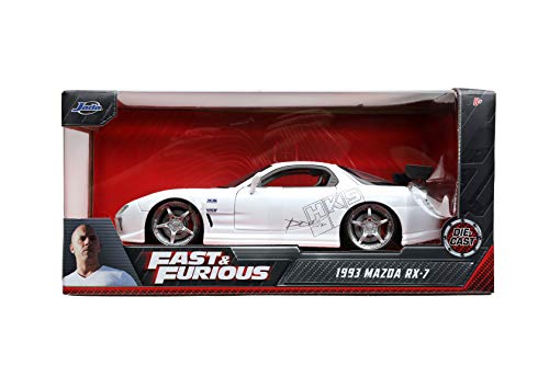 Jada Toys Fast & Furious 1:24 1992 Mazda Rx-7 Die-Cast Car, Toys For Kids And Adults, White #TOP5