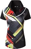 jeansian Women's Sports Breathable Quick Dry Short Sleeve Tennis Golf Bowling Polo T-Shirts Tee SWT302 Black L