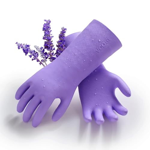 Vgo... Heavy Duty Cleaning Gloves Lined Nylon, Household Gloves Reuseable in TPE Latex Free