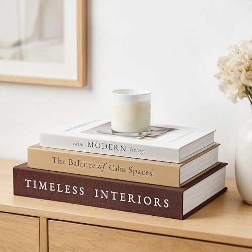 JARLINK Beautiful Decorative Books, Set of 3 Stackable Fake Books...