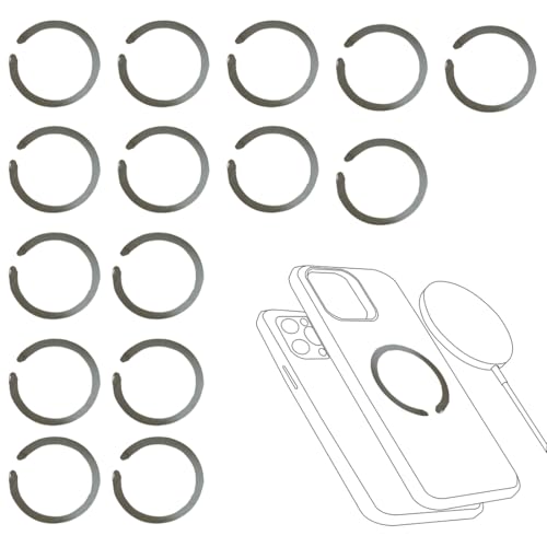 16 Piezas Anillo, Universal Metal Magnetic Rings, Adhesivo Metal Magnetic Accesorios Compatible para iP 15/14 Series Gala xy S23/S22, Blanco y Negro