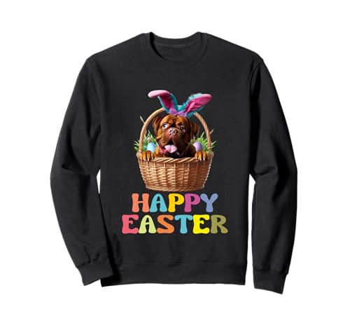 Happy Easter Dog Bunny Basket Celebrazione Felpa