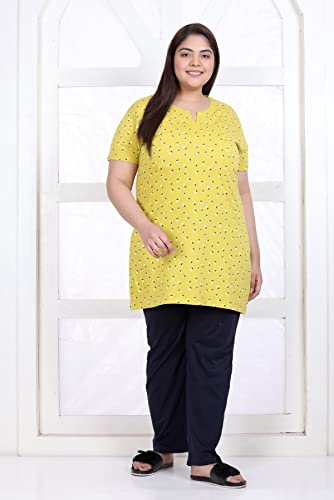 Image of In Love Women's Cotton Plus Size Longline T-Shirt Half Sleeve with Pockets | Cotton fabric - soft longline T-shirt with easy plus-size fit
