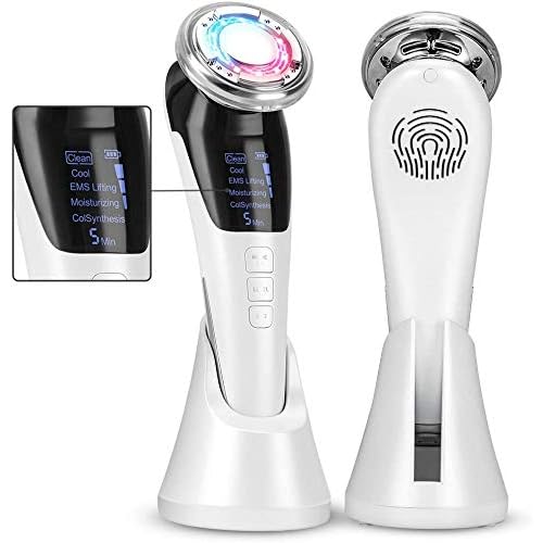 Ultraschallgerät Gesicht Kosmetisches Gerät Faltenentferner Gesichtsmassage Ultraschall Gesichtslifting Schönheitsgerät mit EMS ION- Photon Funktion Heiße/Kühle Behandlung für Anti Falten Anti-aging