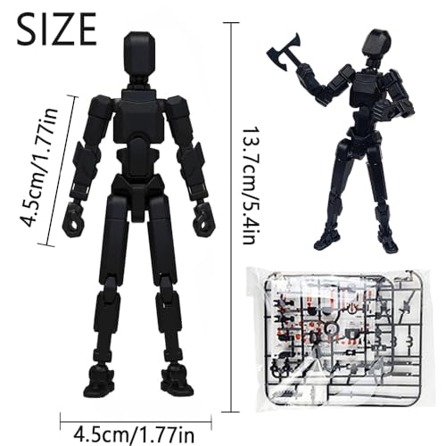Image of DANONI Titan13 Action Figure, Lucky Robot 13 Action Figures, 3D Printed Multi-Jointed Movable Action Figure, Dummy Robot 13 Figures Toy for Desktop Decorations Game Gifts (Black)
