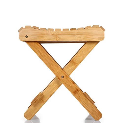 YuuHeeER Taburete plegable de bambú natural silla plegable portátil silla de madera taburete plegable taburete de bambú silla de baño 1 pieza