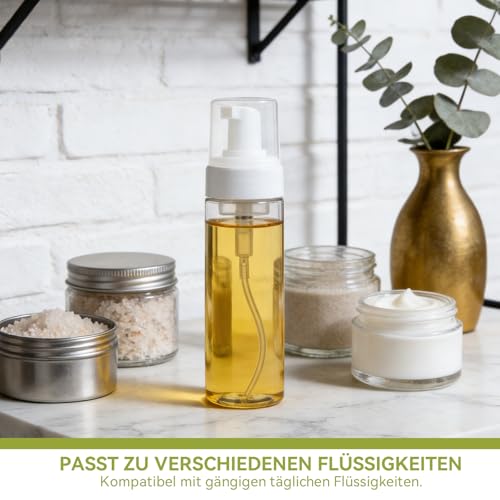 2 Stück Schaumpumpe Flaschen, Nachfüllbare Mousse Flaschen, mit Aufkleber, mit Trichter, Schaumflasche für Shampoo Duschgel Flüssige