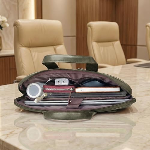 Image of VISMIINTREND Vegan Leather Laptop Bags for Men & Women, Office /Travel, Laptop Messenger /Briefcase Bag, Stylish, Fits 13 /14 /15.6 Inch Laptop, Macbook Bag | Corporate Gifts for Men