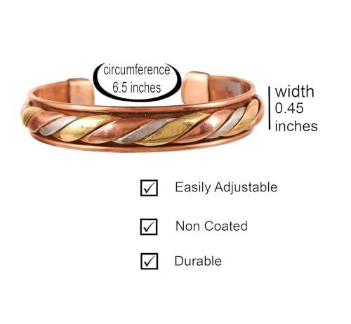 Image of Touchstone Copper Bracelet Tibetan Style. Hand Forged with Solid and high Gauge Pure Copper.