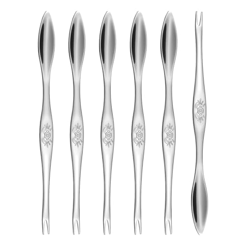 QUARKZMAN 6Stk Edelstahl Krabbe Gabeln 6.5' Meeresfrüchte Gabeln Krabbe Beine Knallknacker Utensilien Meeresfrüchte Spieße Werkzeuge für Hummer Krabbe und Krabbe Meeresfrüchte (Silber)