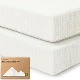 KeaBabies 2-Pack Muslin Crib Sheets for Boys, Girls - 100% Organic Cotton Fitted Baby Crib Mattress Sheet, Soft Breathable Standard Toddler Bed Cover Bedding Set, Neutral, Durable 52x28 (Soft White)