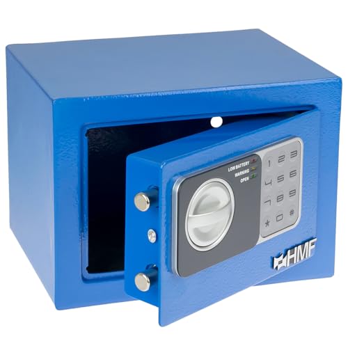 HMF 46126-05 Safe Tresor klein mit Zahlenschloss, Möbeltresor | 23 x 17 x 17 cm | Blau