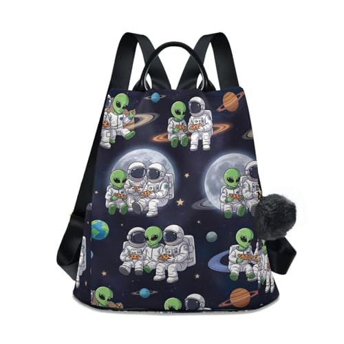 Sac à dos femme en polyester 17L au motif astronautes et extraterrestres
