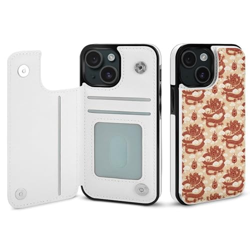 iPhone15用ケース 手帳型 龍 ドラゴン 和風 伝統 和柄 アイフォン15用ケース 背面 財布型 スマホケース PUレザー カード収納 スタンド機能 おしゃれ
