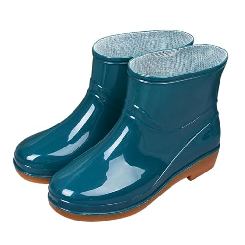 Botas de agua para el aire libre para el tiempo libre, perfectas para primavera y verano, ideales para pantalones cortos, diseño simple de deslizamiento con suela plana para mayor comodidad, verde, 39