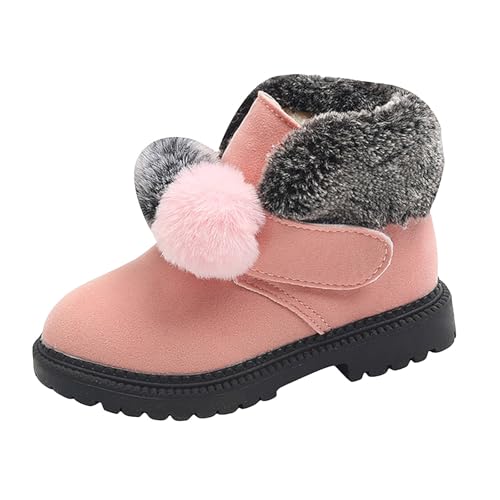IWIHMIV Girl Snow Boots Toddler Winter Boots Girls Short Boots Girls Kids Snow Boots Warm Slip On Outdoor Winter Comfy Shoes