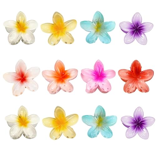 Hawaiian Flower Hair Claw Clips for Women Cute Mini Plumeria Hibiscus Hair Clips for Women Girls Hair Accessories 8Pcs