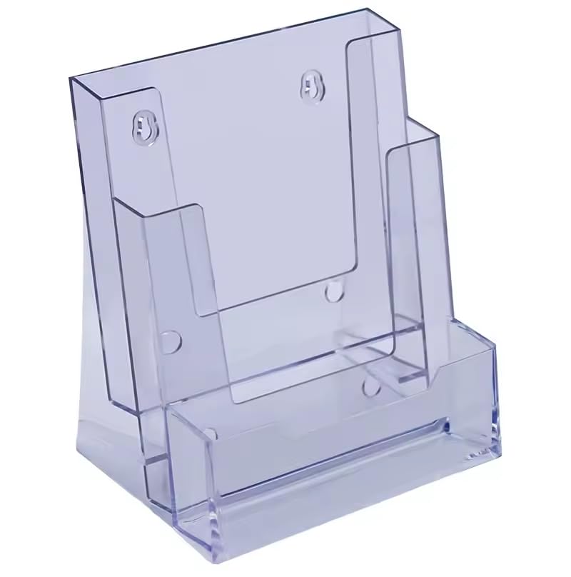 Harrington Marley Pack of 2 A5 Clear Brochure Leaflet Holder with Hanging Hole Acrylic Menu Freestanding Booklet Flyer Stand for Office, Restaurants Reception Business Cards
