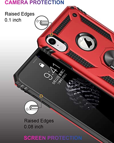 Image of REALCASE Shockproof Armor Back Cover Case Comaptible for XR | Heavy Duty Dual Layer Hybrid Military Grade Defender Ring Case Back Cover Compatible for XR (Red)