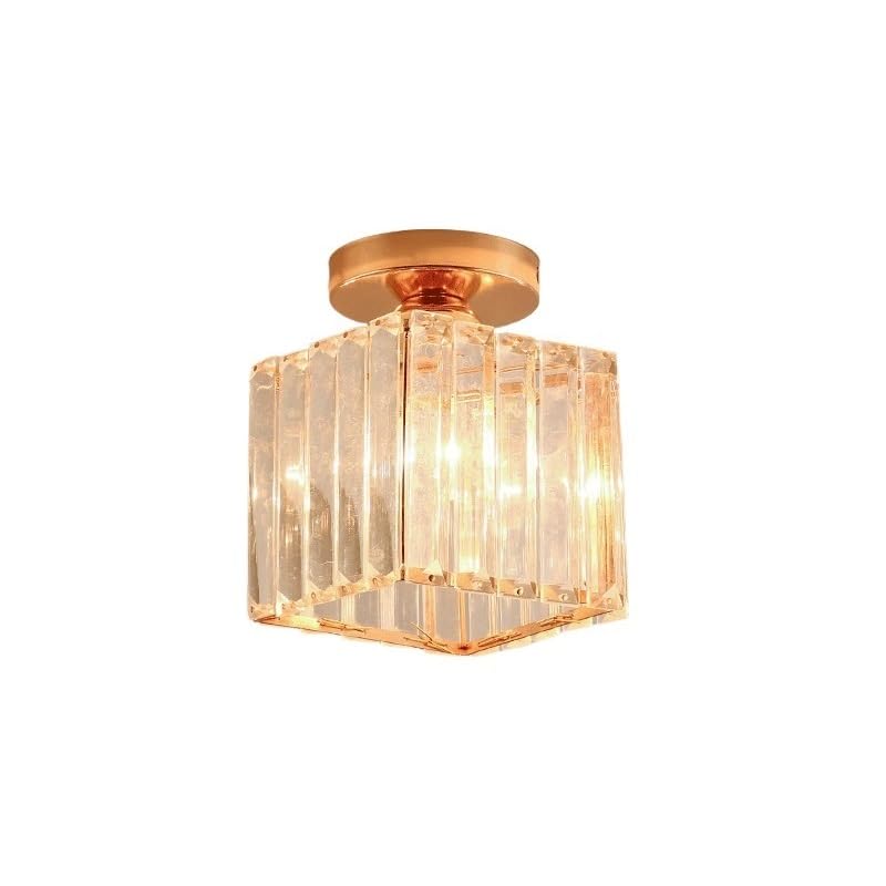 Plafonnier carré moderne en cristal doré E27 chic