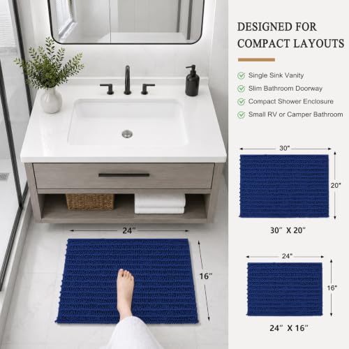 Image of Arotive Luxury Small Bathroom Rugs 24x16, Extra Soft Thick Absorbent Shaggy Chenille Bath Rugs, Machine Wash Dry, Bath Mats for Bathroom Floor, Tub and Shower, Home Decor Accessories, Royal Blue