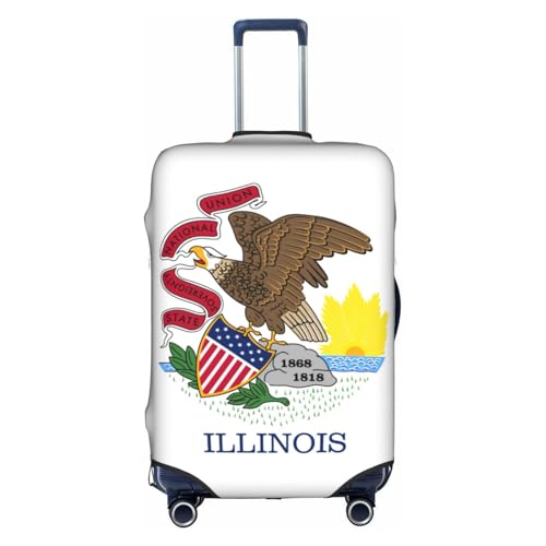 Jkkghll Illinois - Copertura elastica per valigie da viaggio, con cerniera nascosta, antigraffio, bianco, L