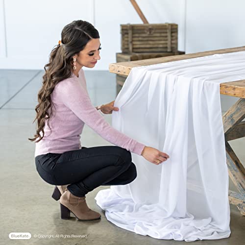 Bluekate 10 Yard White Chiffon Fabric. Continuous Sheer Fabric. Voile Fabric White Table Runner, Chiffon Table Runner, Gauze Wedding Table Runner, Wedding Arch Draping Fabric, Chiffon Scarf, Blouses #TOP3