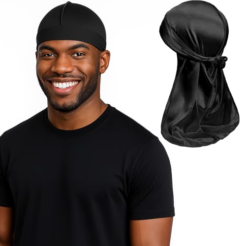 Image of Premium Durag Pack for Men, Silky Doo Rag Cap for 360 540 720 Waves