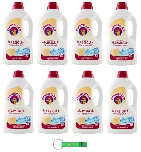 8x Chanteclair Lavatrice Marseille-Duft Detersivo Liquido - Flüssigwaschmittel für die Waschmaschine - Waschmittel Formel mit Entfetter 28 Wäschen 1260ml + Beni Culinari Kostenloser Schlüsselanhänger