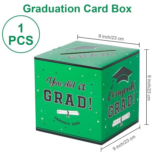 Image of Graduation Card Box 2026 Green Graduation Party Decorations Graduations Card Box Holder Foldable Congrat Grad Cards Gift Boxes 2026 Graduations Decoration for Class of Graduate Party Supplies Favor