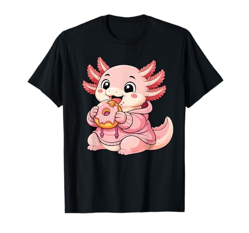 Axolotl Eating Donut Graphic Axolotl Kawaii Anime T-Shirt