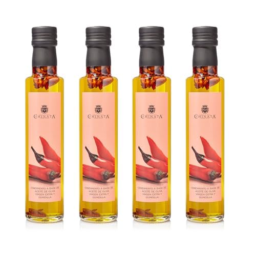 La Chinata Condimento de Guindilla con AOVE – Aceite de Oliva Virgen Extra Picante con Guindilla Natural – Sabor Intenso y Toque Gourmet – Ideal para Carnes, Pastas y Tostadas – 250 ml (Pack 4)