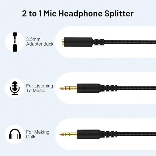 Cable divisor en Y de 3.5 mm compatible con Razer BlackShark V2 Pro cascos negro 2