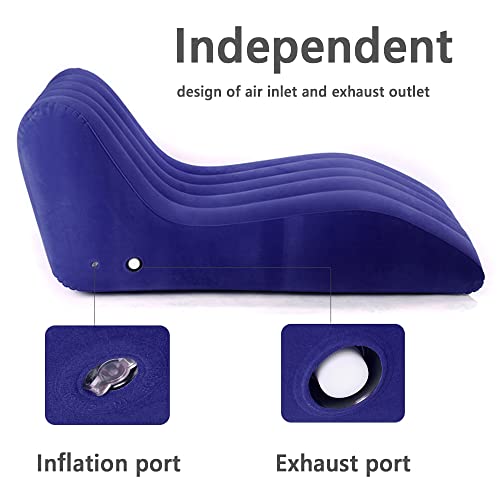 Ptlsy Inflatable Lounge Chair For Adult,Chair Sofa With Household Air Pump, S-Shape Air Sofa Couch, Inflatable Lounge Deck Chair Multi-Function For Indoor Livingroom Bedroom Indoor Outdoor (Blue) #TOP4