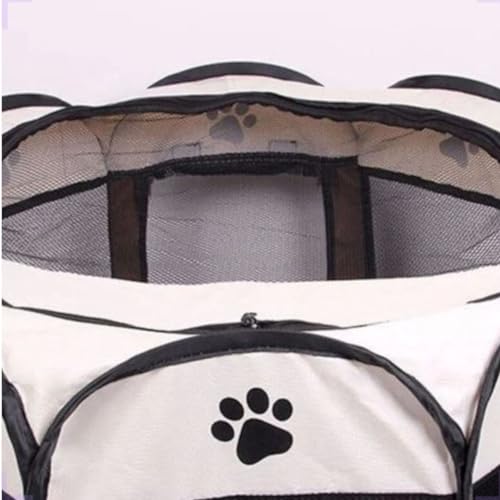 Chiqueirinho Casa Cercado Pet Dobravel Portatil Para Cães e Gatos (Branco Com Cinza)